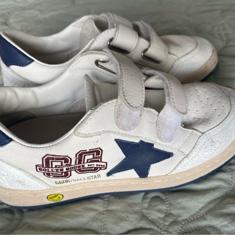 Golden Goose Kids White Sneakers with Blue Star